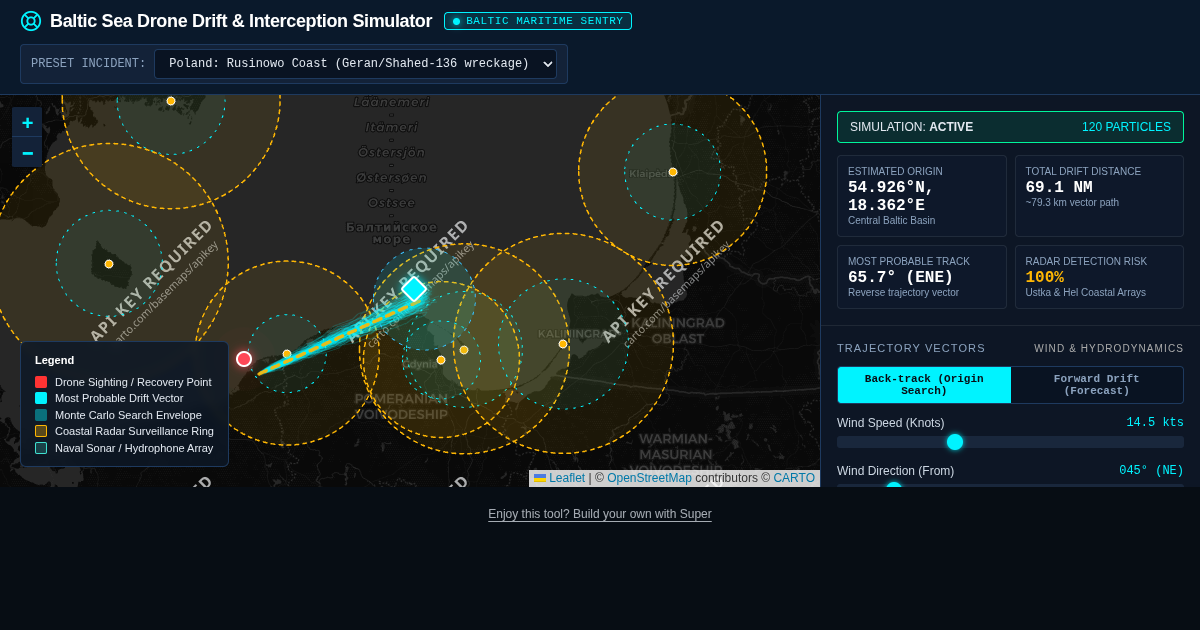 Baltic Drone Drift & Interception Simulator preview