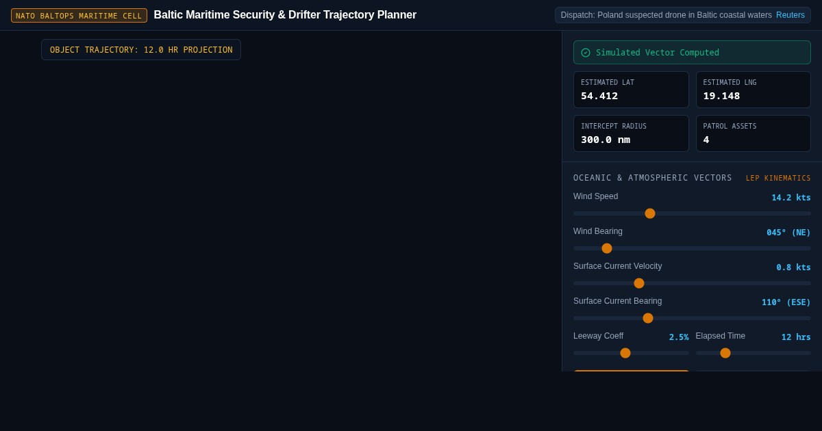 Baltic Maritime Security & Drifter Trajectory Planner preview
