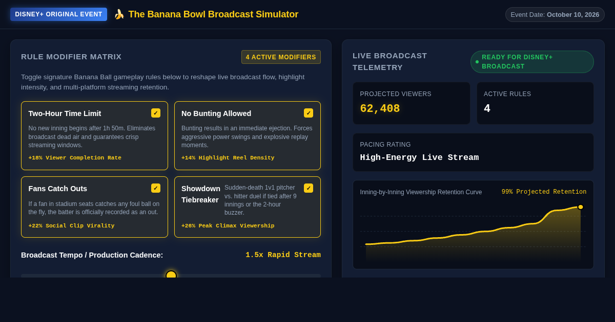 Banana Ball Broadcast Simulator | Disney+ Streaming Planner preview