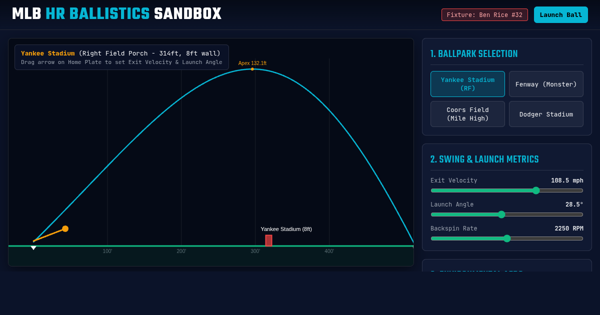 MLB Home Run Physics & Stadium Trajectory Sandbox preview