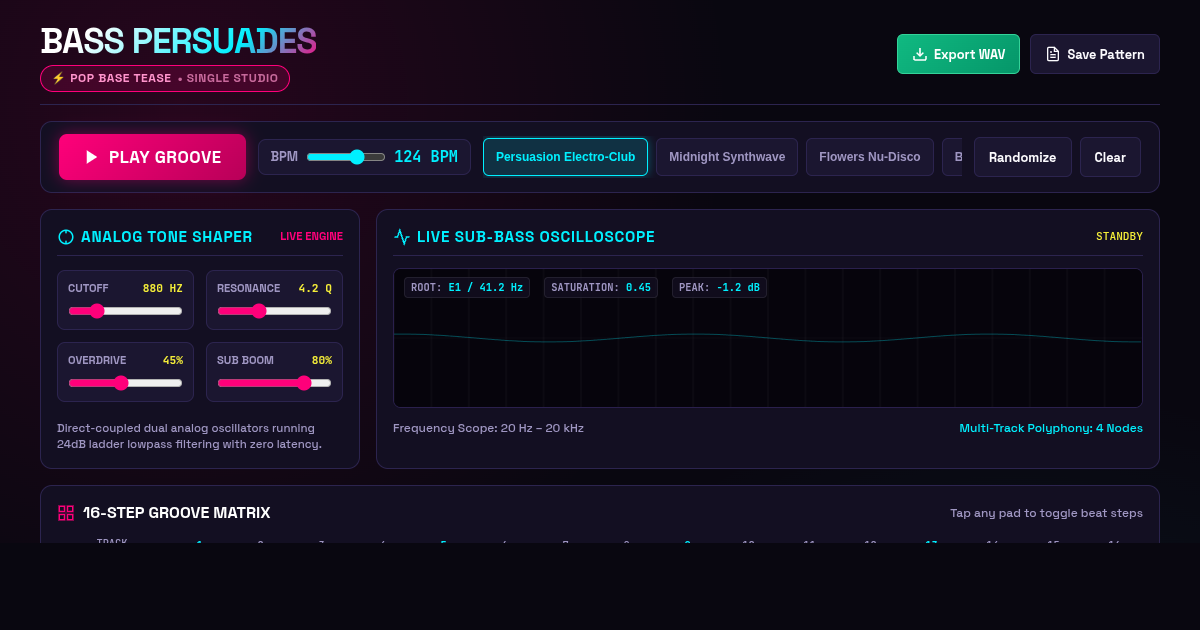 Bass Persuades: Interactive Pop Bass Synth & Groove Lab preview