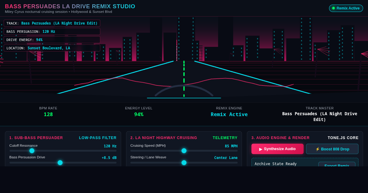 Bass Persuades LA Drive Remix Studio preview