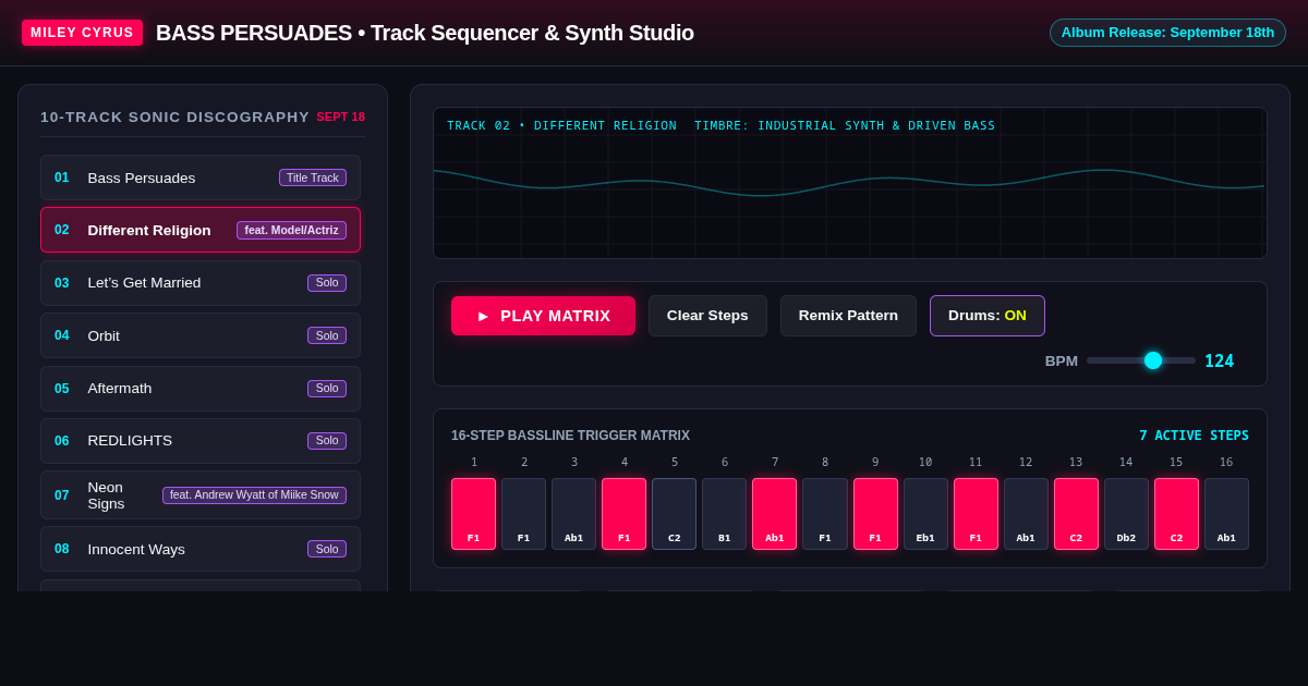 Miley Cyrus BASS PERSUADES Track Sequencer & Studio preview