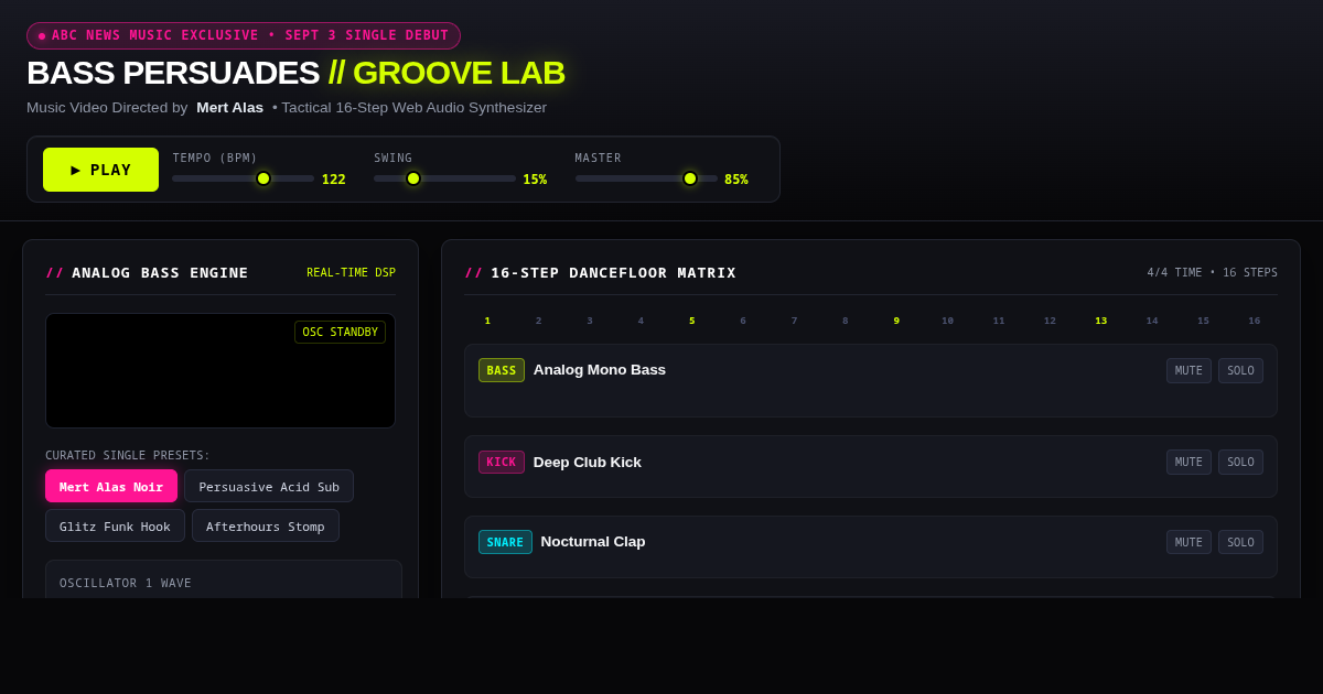 Bass Persuades: Miley Cyrus Groove Lab & Bassline Synthesizer preview