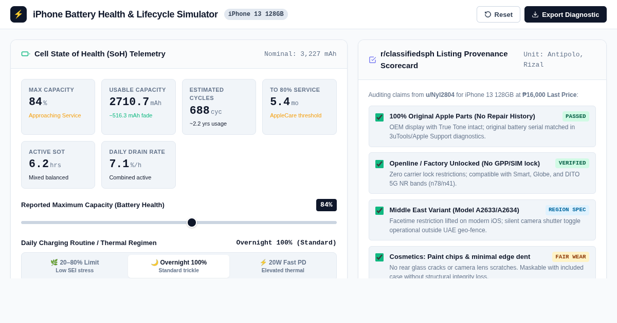 iPhone Battery Health & Lifecycle Simulator preview