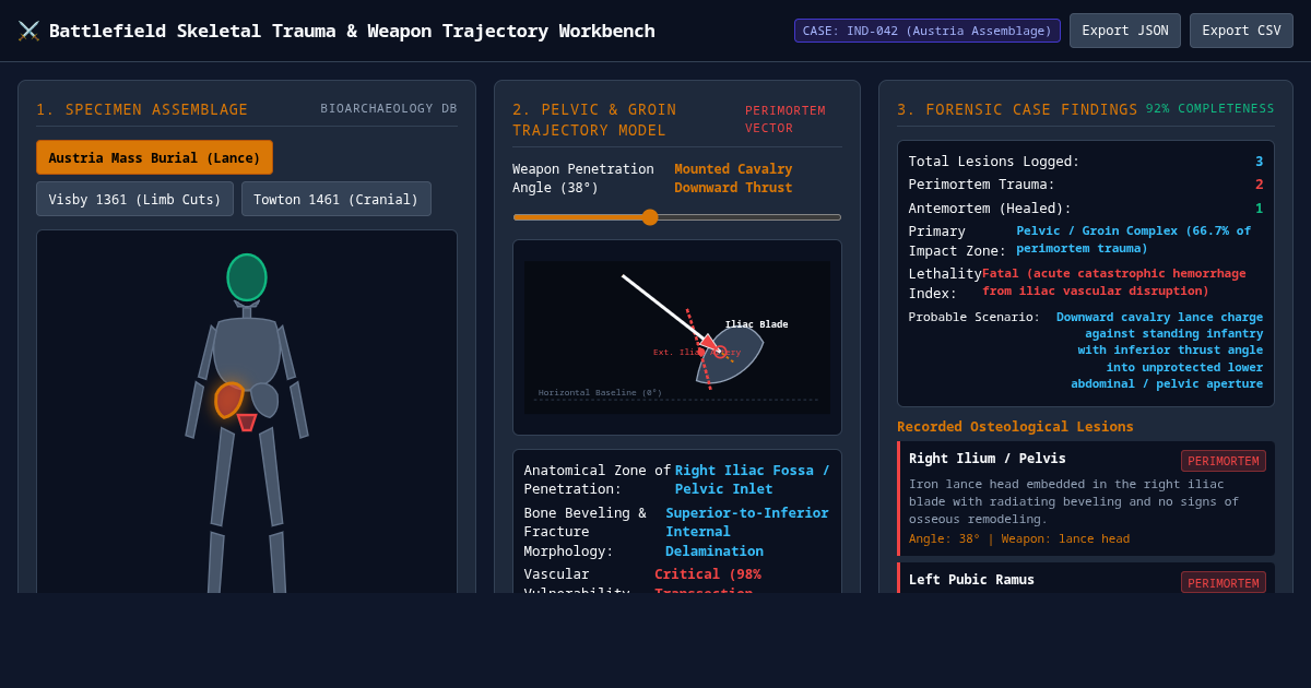 Battlefield Skeletal Trauma & Weapon Trajectory Workbench preview