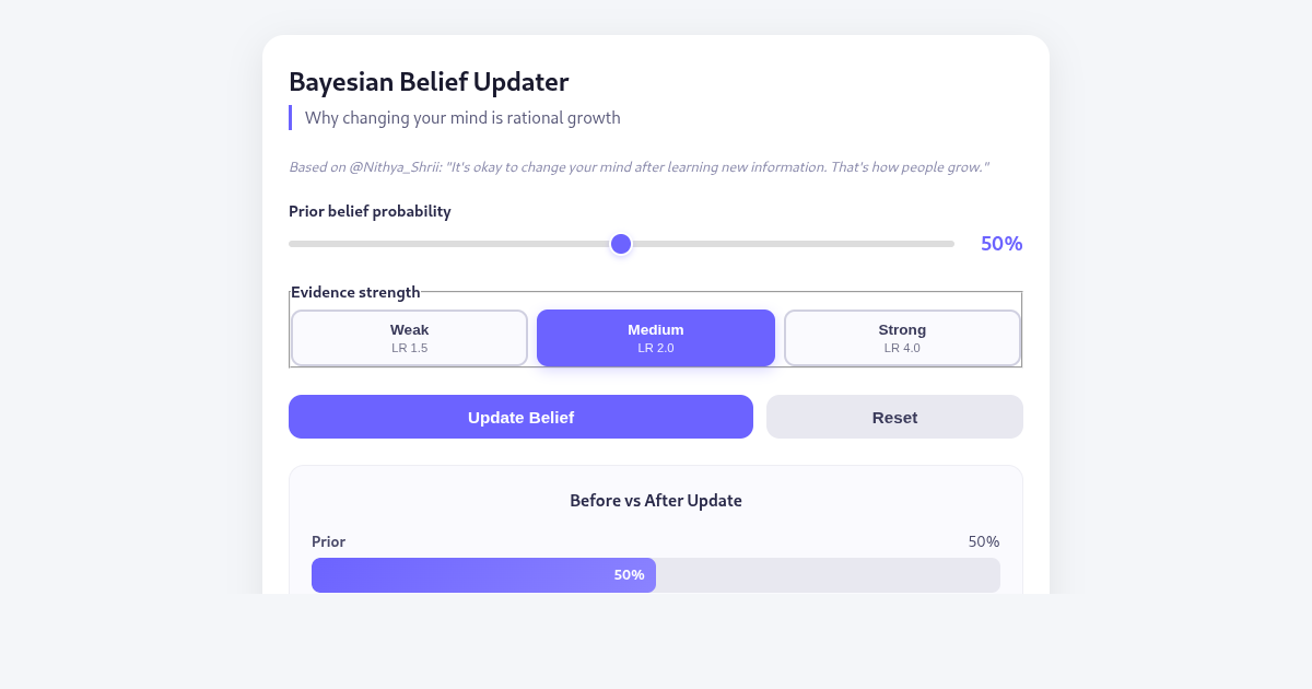 Bayesian Belief Updater: Why Changing Your Mind Is Rational Growth preview