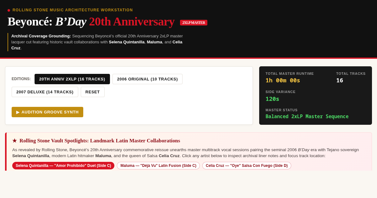 Beyoncé 'B’Day' 20th Anniversary Tracklist & Master Sequencer preview