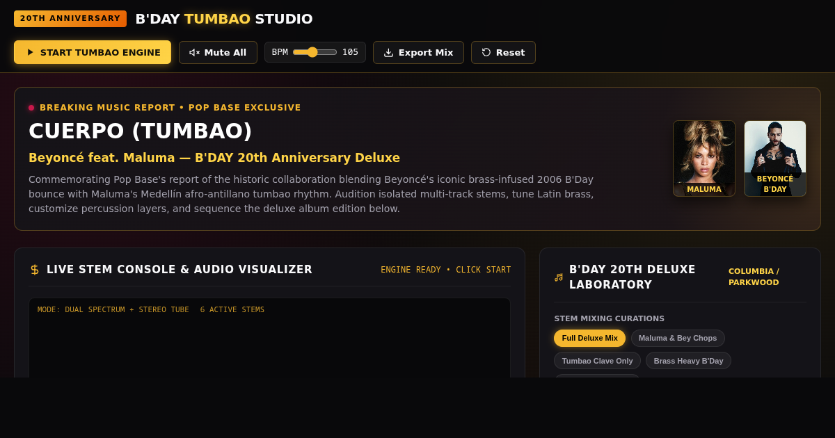 B'Day Deluxe Tumbao Studio | Beyoncé & Maluma Stem Laboratory preview