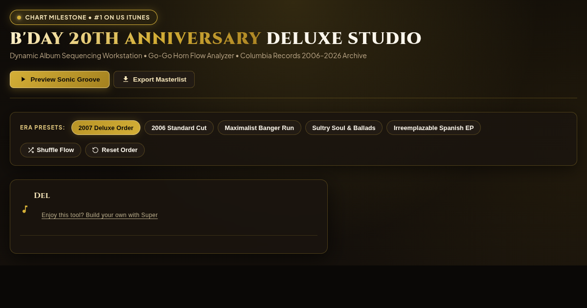 B'Day 20th Anniversary Deluxe Studio | Interactive Sequencer & Archival Suite preview