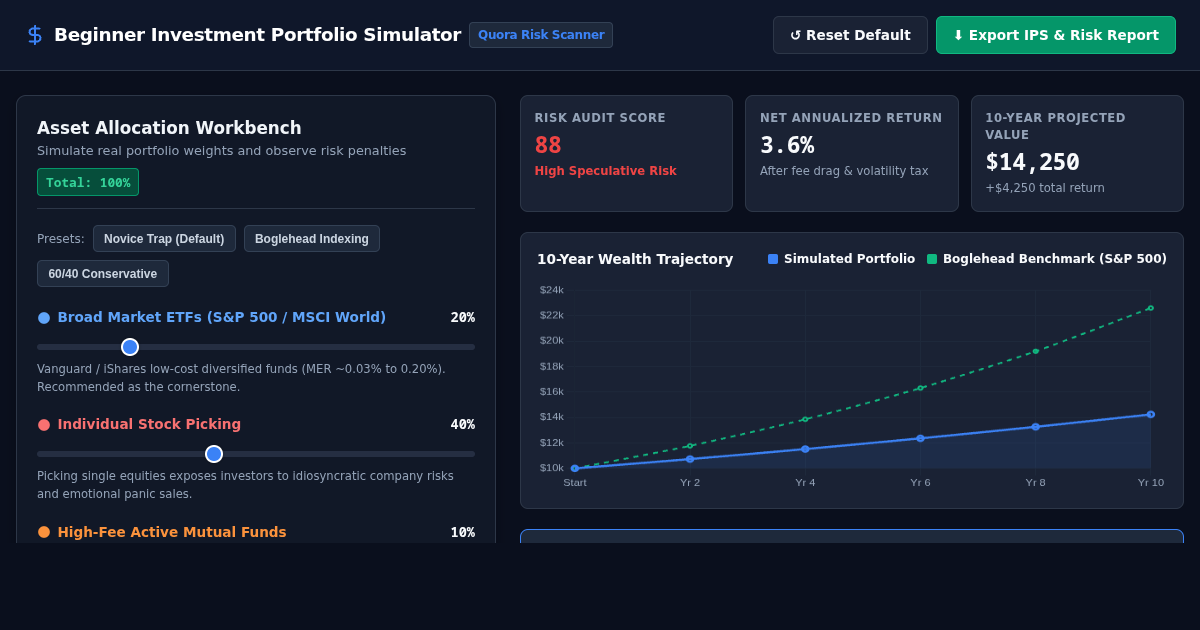 Beginner Investment Portfolio Simulator & Risk Detector preview