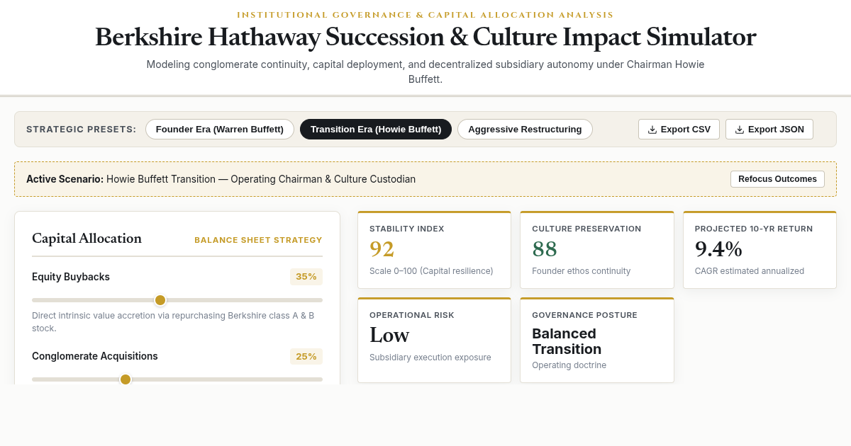 Berkshire Hathaway Succession & Culture Impact Simulator preview