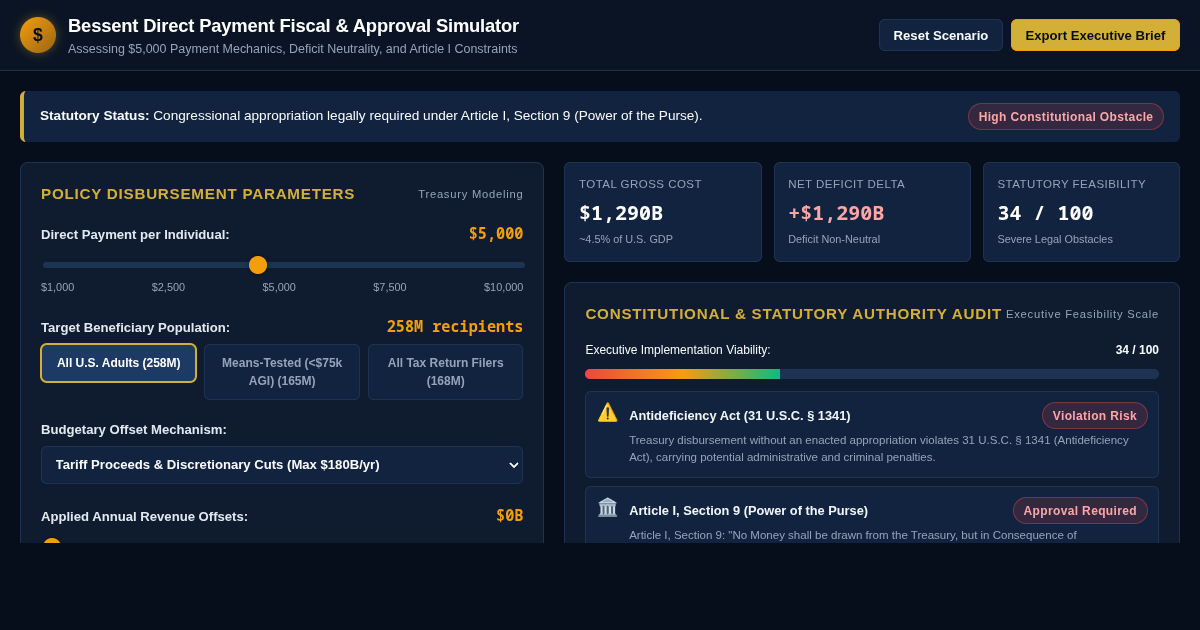 Bessent Direct Payment Fiscal & Approval Simulator preview