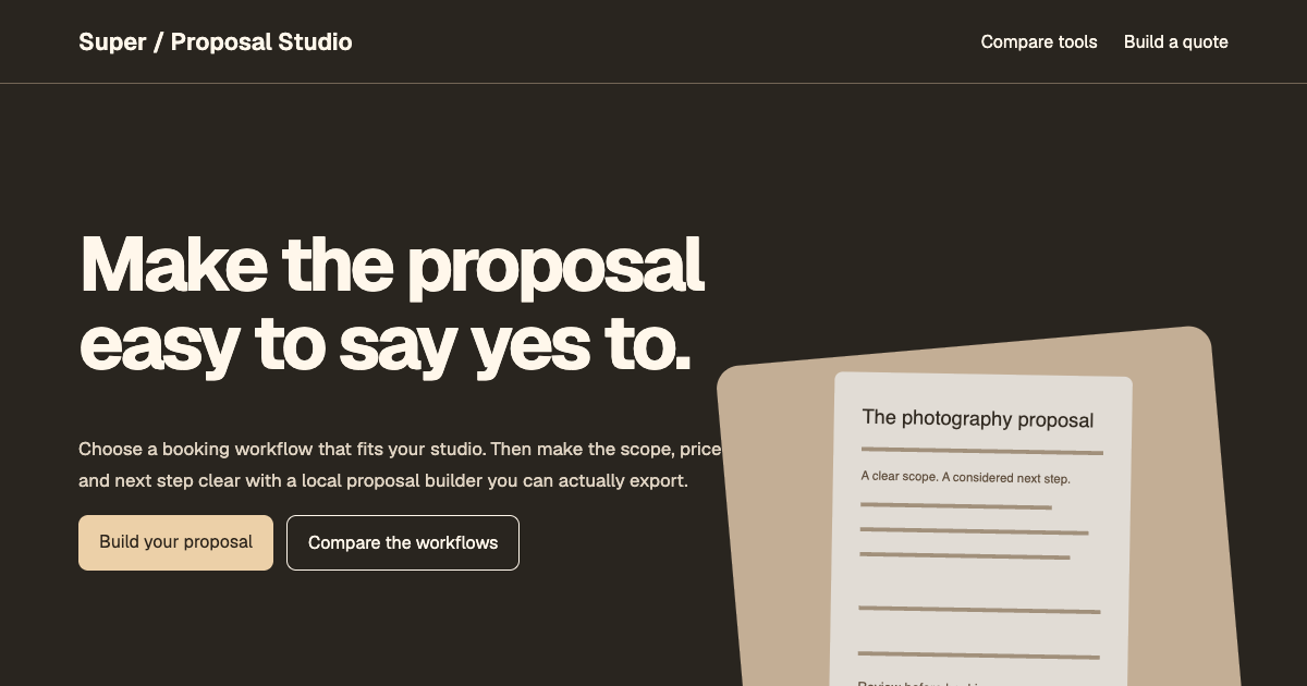 Best Photography Proposal Tools &amp; Local Quote Builder | Super preview