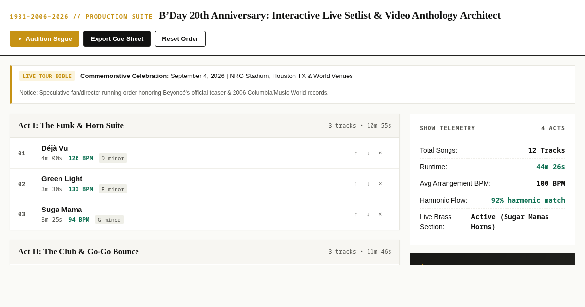B’Day 20th Anniversary: Interactive Live Setlist & Video Anthology Architect preview