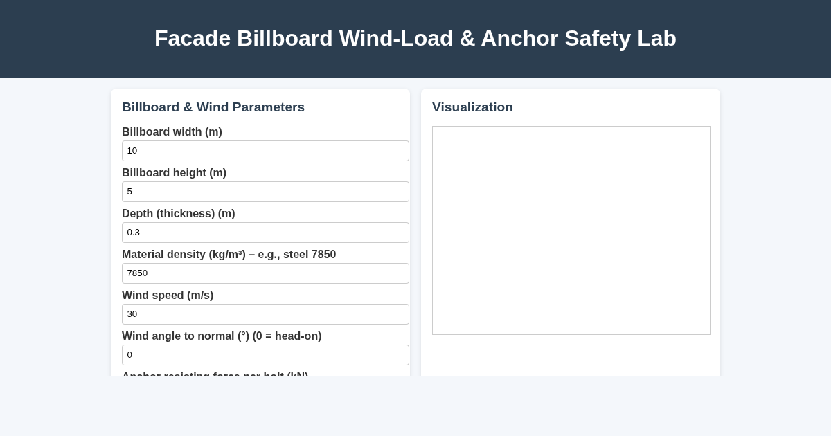 Facade Billboard Wind‑Load & Anchor Safety Lab preview