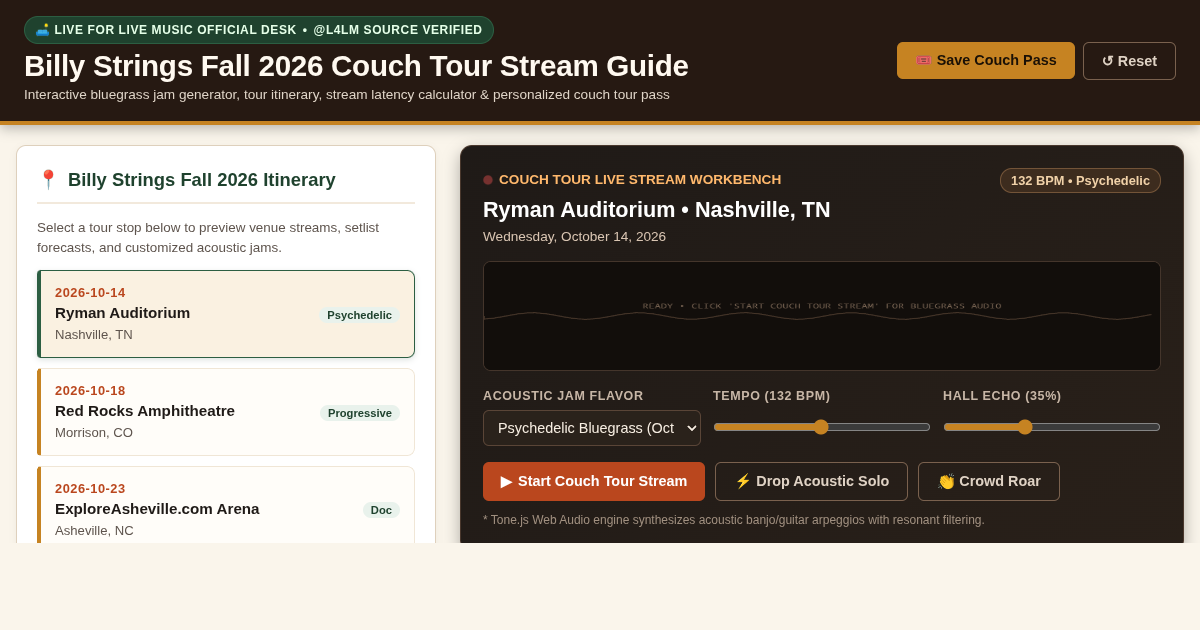 Billy Strings Fall 2026 Couch Tour Stream Guide & Setlist Simulator preview