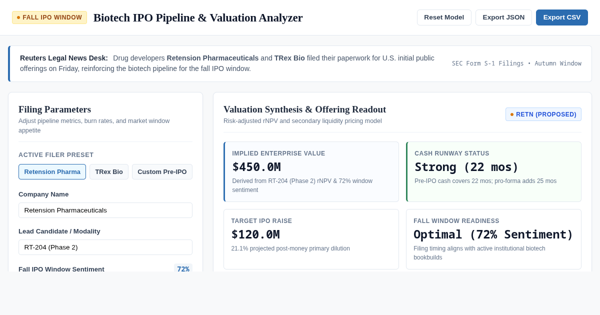 Biotech IPO Pipeline & Valuation Analyzer preview