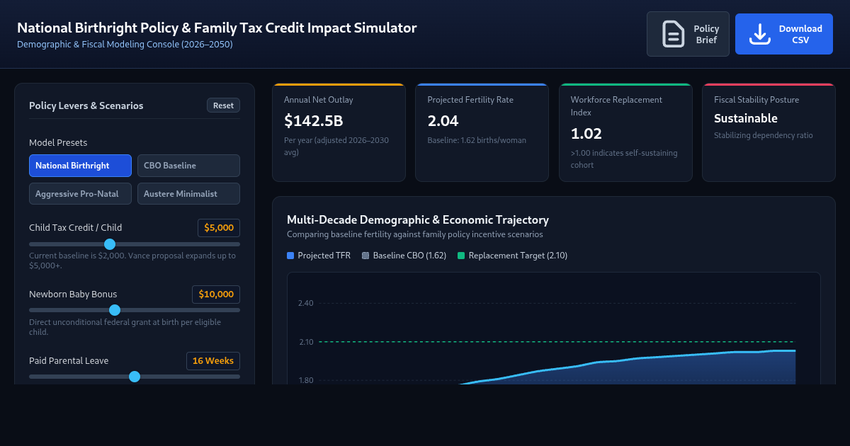 National Birthright Policy & Family Tax Credit Impact Simulator preview