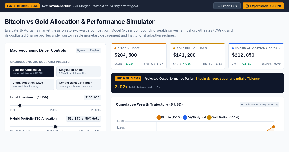 Bitcoin vs Gold Allocation & Performance Simulator preview