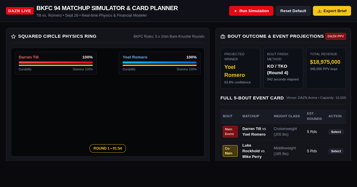 BKFC Matchup Simulator & Card Planner preview