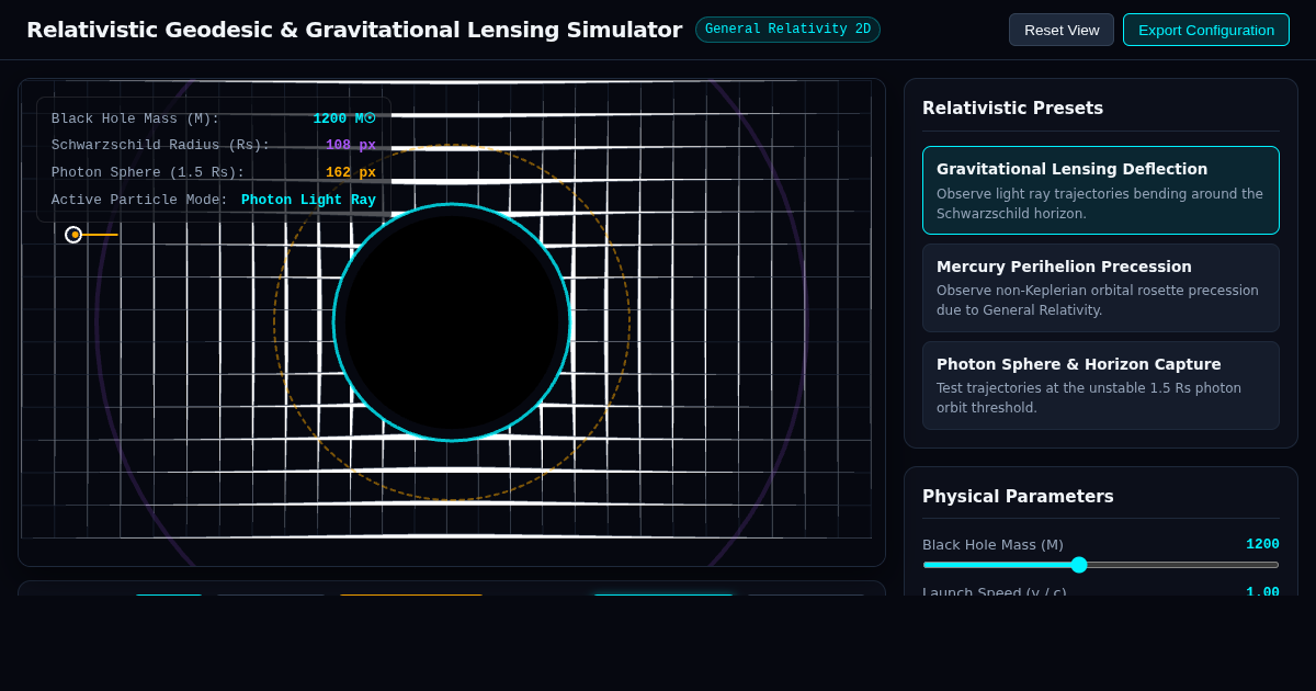 Relativistic Geodesic & Gravitational Lensing Simulator preview