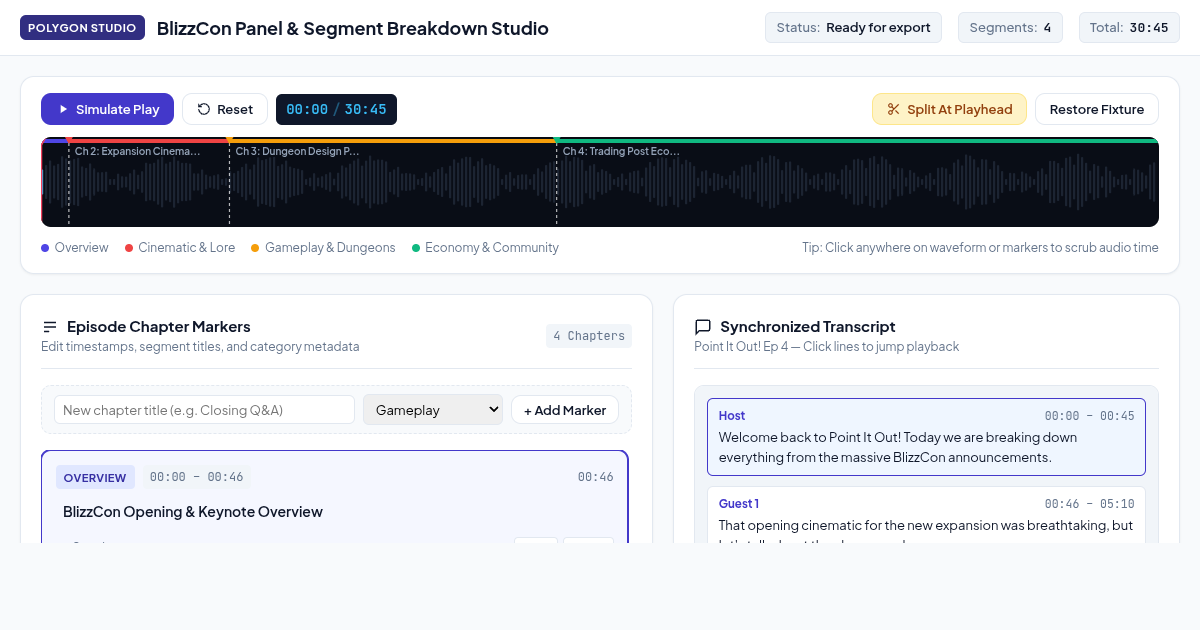 BlizzCon Panel & Segment Breakdown Studio preview