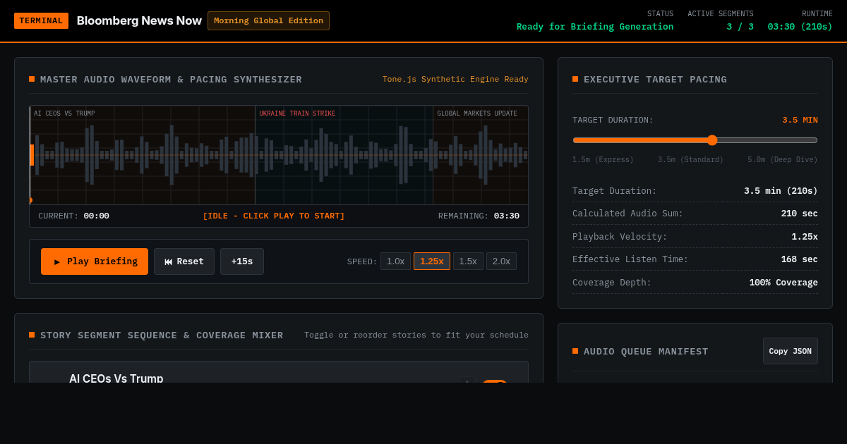 Bloomberg News Now Audio Briefing Studio preview