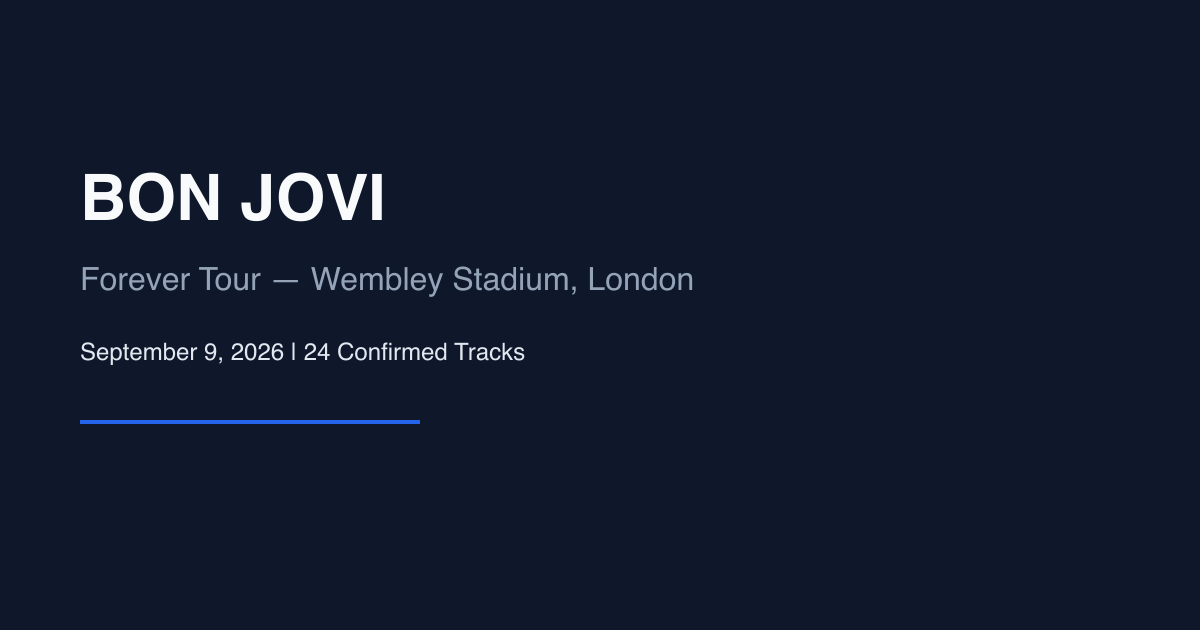 Bon Jovi at Wembley Stadium (Sept 9, 2026) — Setlist Sequencer & Cue Sheet preview