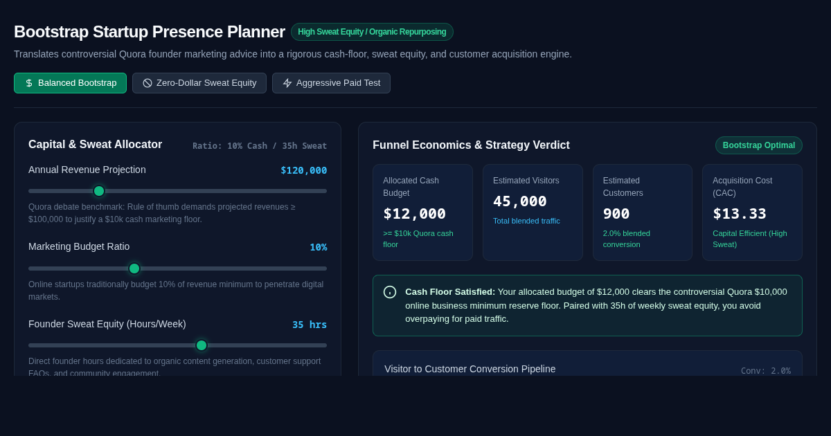 Bootstrap Startup Presence Planner preview