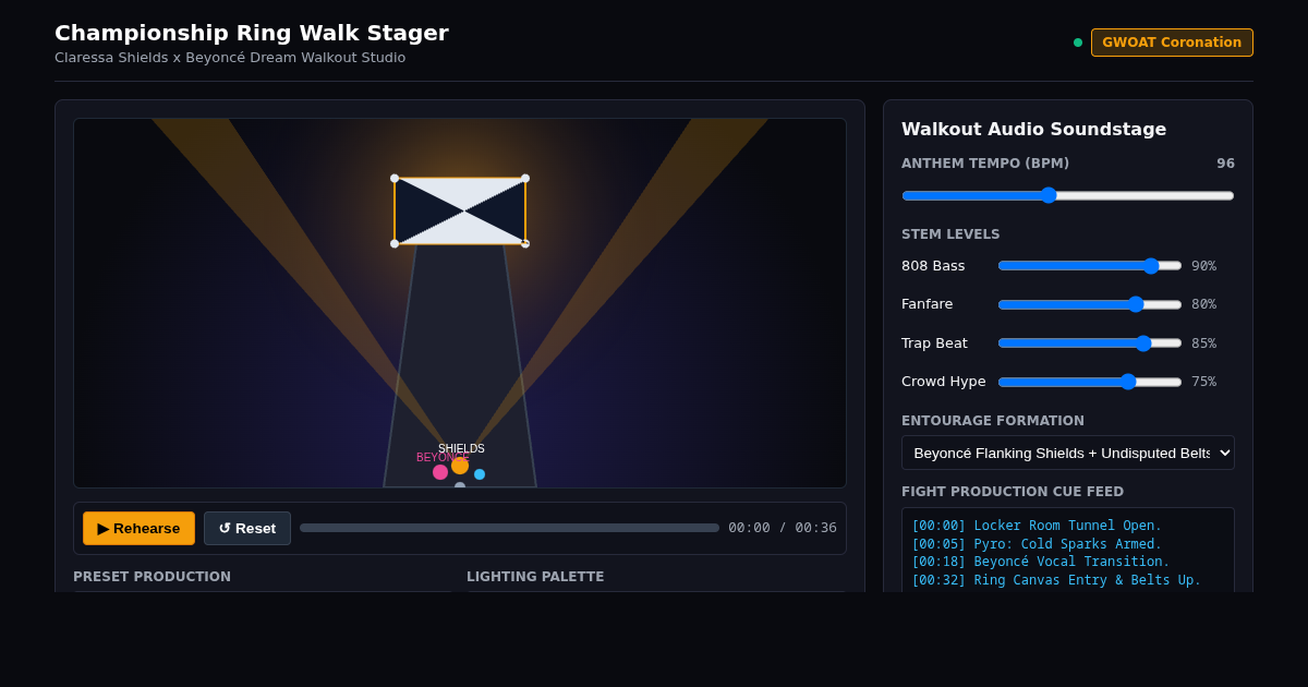 Championship Ring Walk Stager: Shields & Beyoncé Fight Night Studio preview