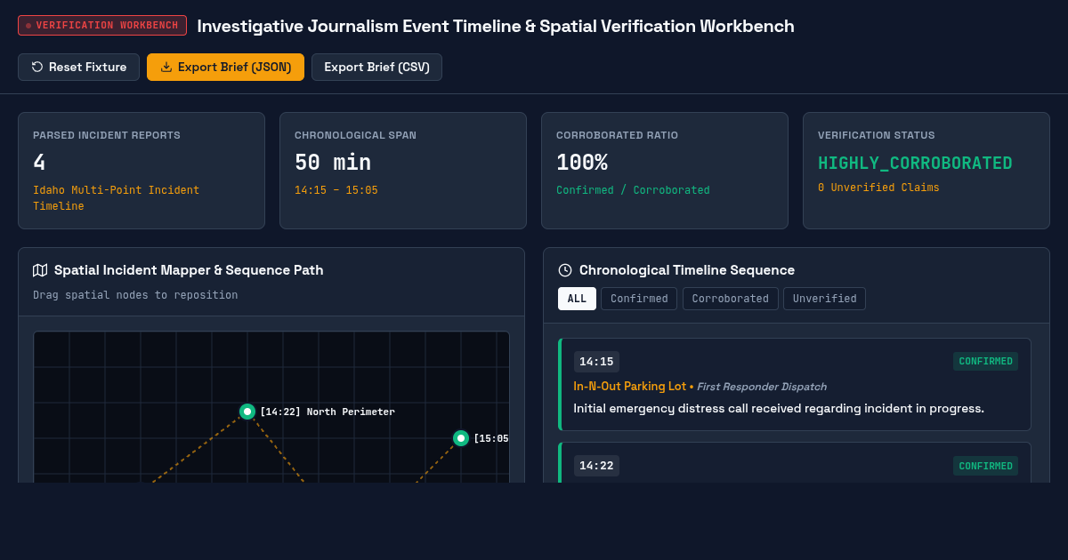 Investigative Journalism Event Timeline & Spatial Verification Workbench preview