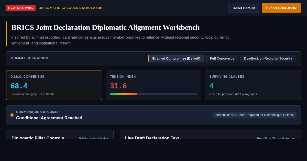 BRICS Joint Declaration Diplomatic Alignment Workbench preview