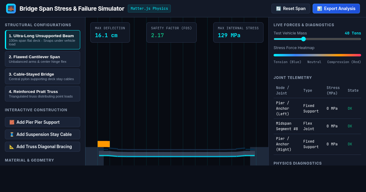 Bridge Span Stress & Failure Simulator preview