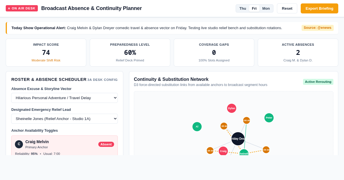 Broadcast Absence & Excuse Continuity Planner preview