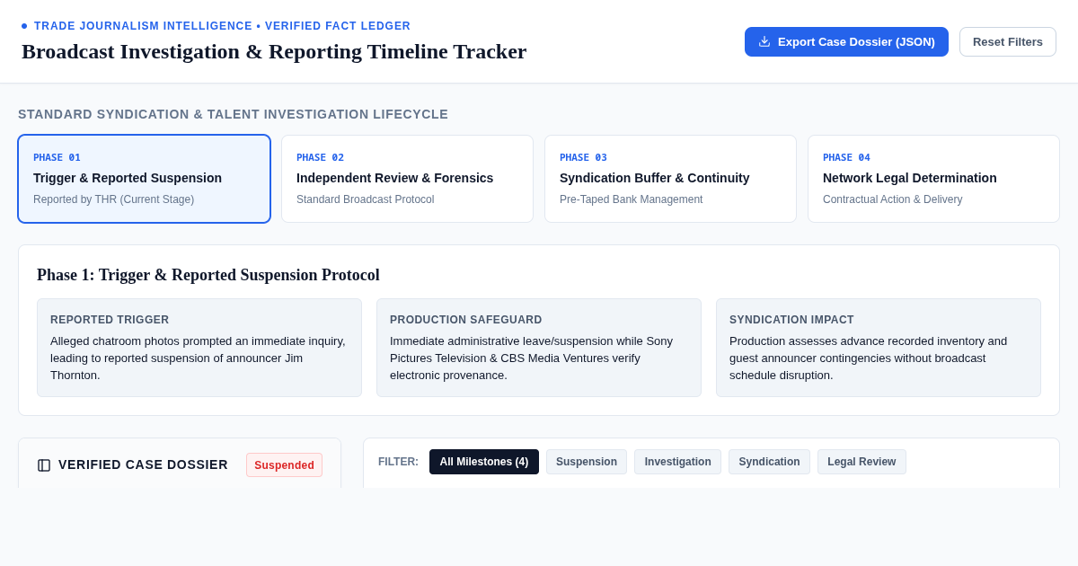 Broadcast Investigation & Reporting Timeline Tracker preview