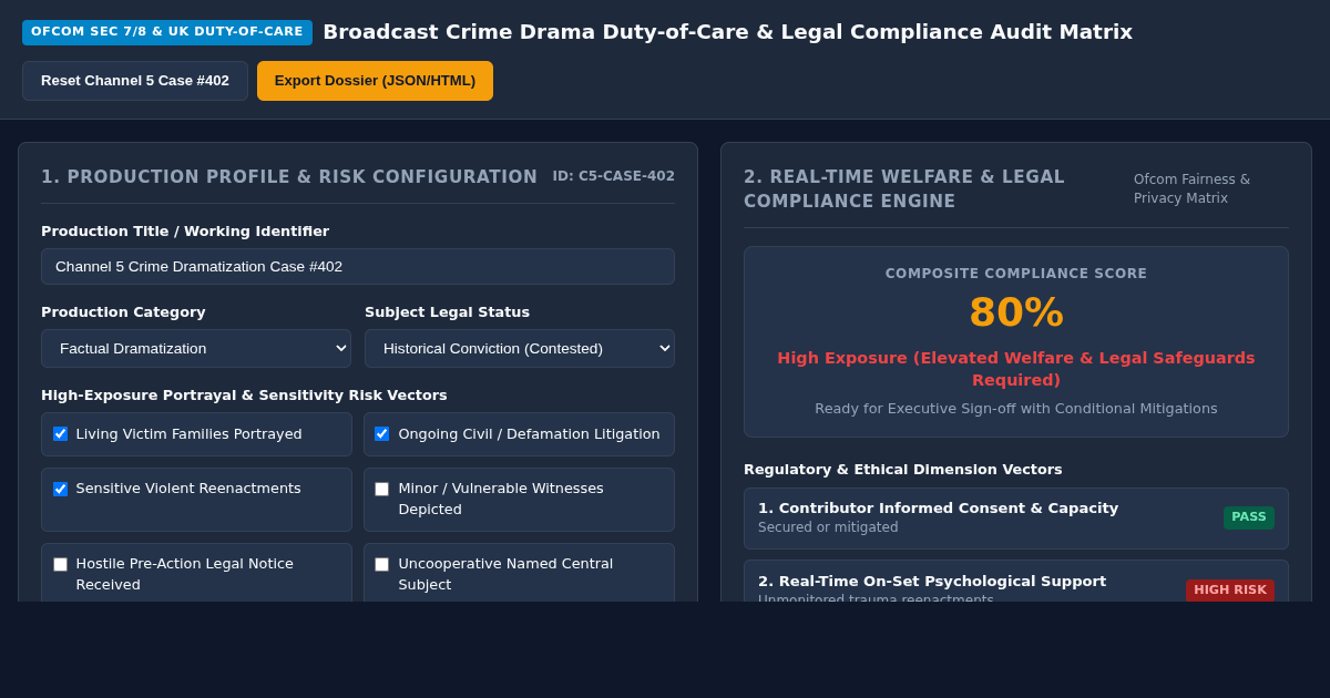Broadcast Crime Drama Duty-of-Care & Legal Compliance Audit Matrix preview