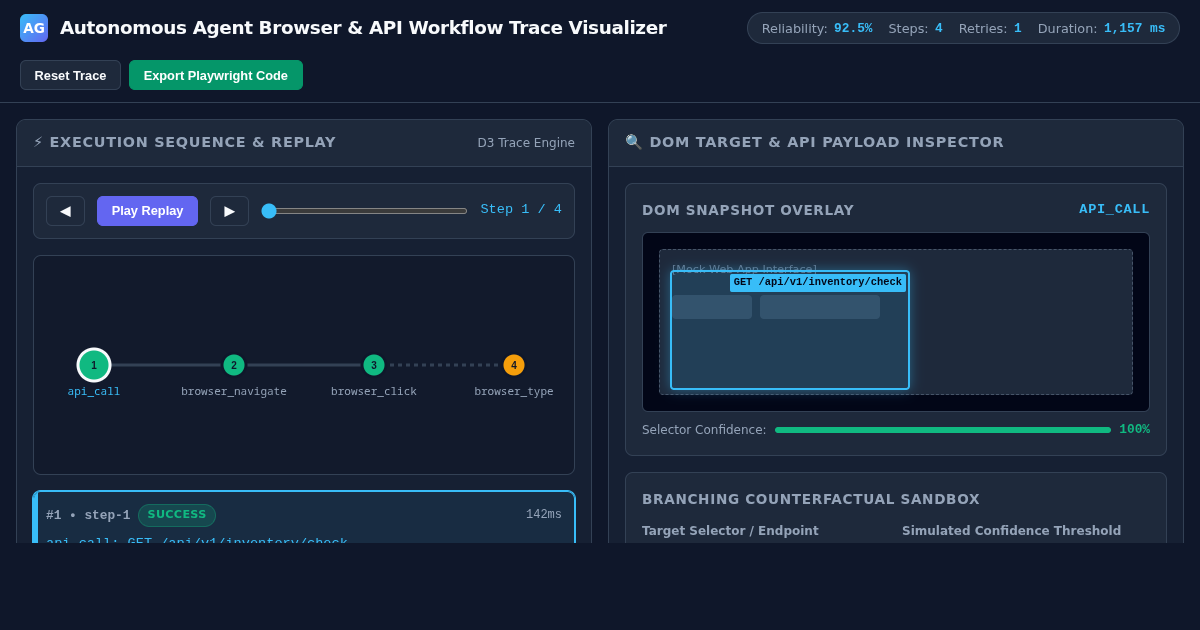 Autonomous Agent Browser & API Workflow Trace Visualizer preview