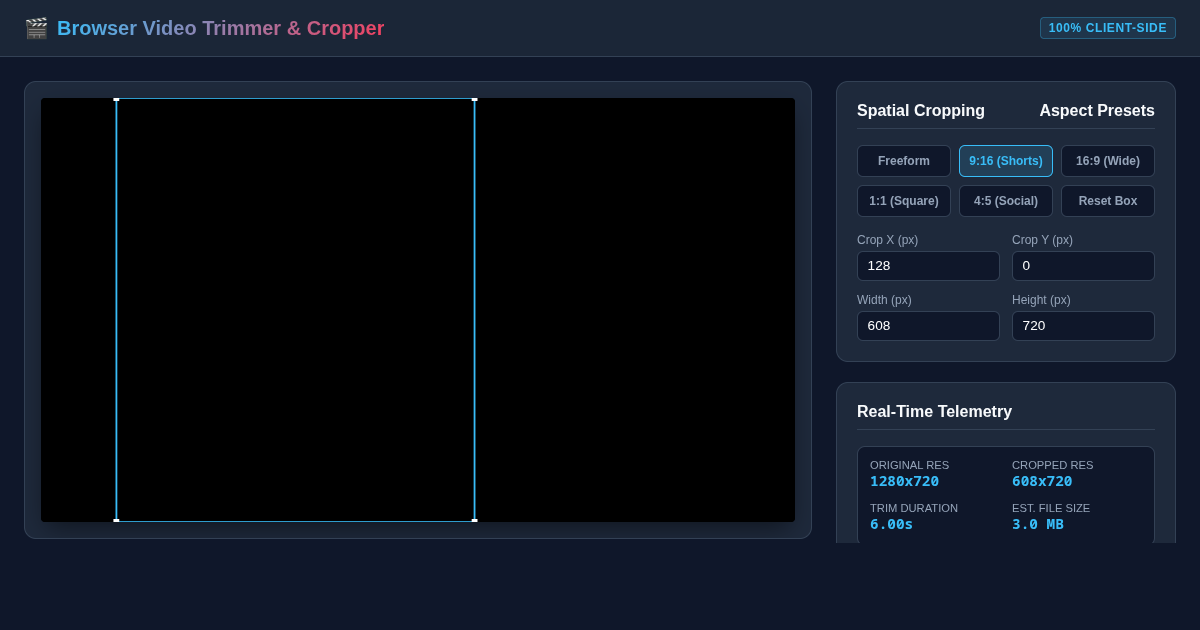 Browser Local Video Trimmer & Aspect Cropper preview