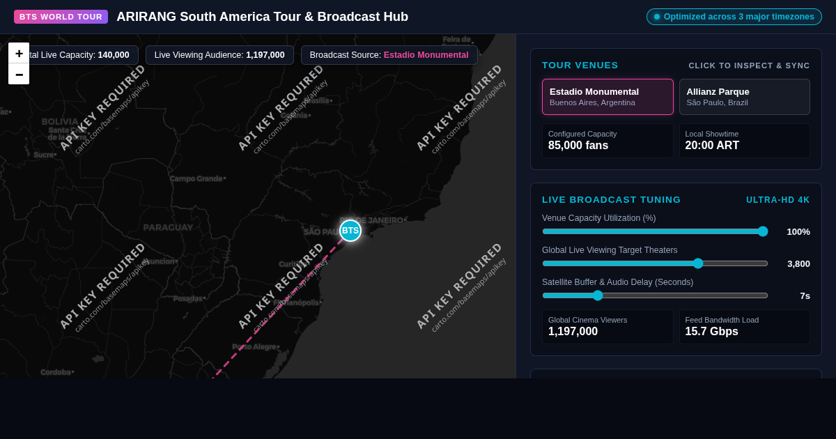 BTS Arirang South America Tour & Live Viewing Route Simulator preview
