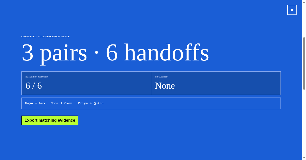 Builder Collaboration Matcher preview