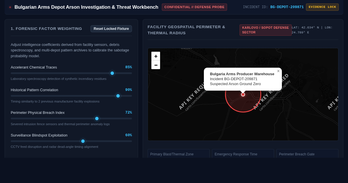 Bulgaria Arms Depot Arson Investigation & Incident Correlation Workbench preview