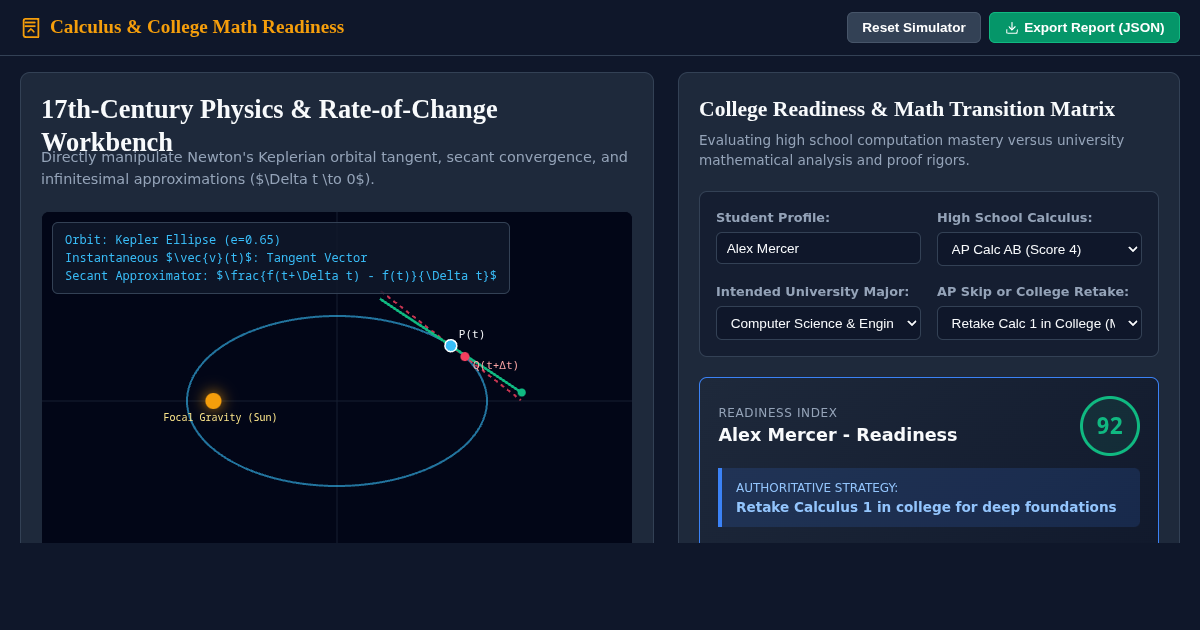 Calculus & College Math Readiness Explorer preview