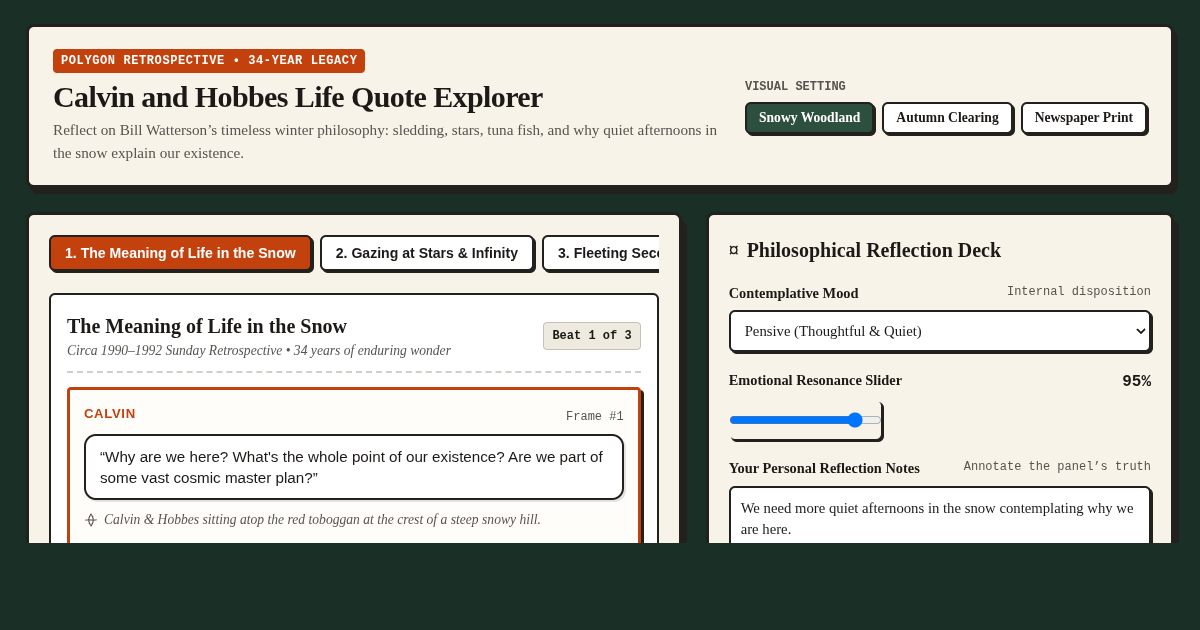 Calvin and Hobbes Life Quote Explorer | 34-Year Philosophy Workshop preview