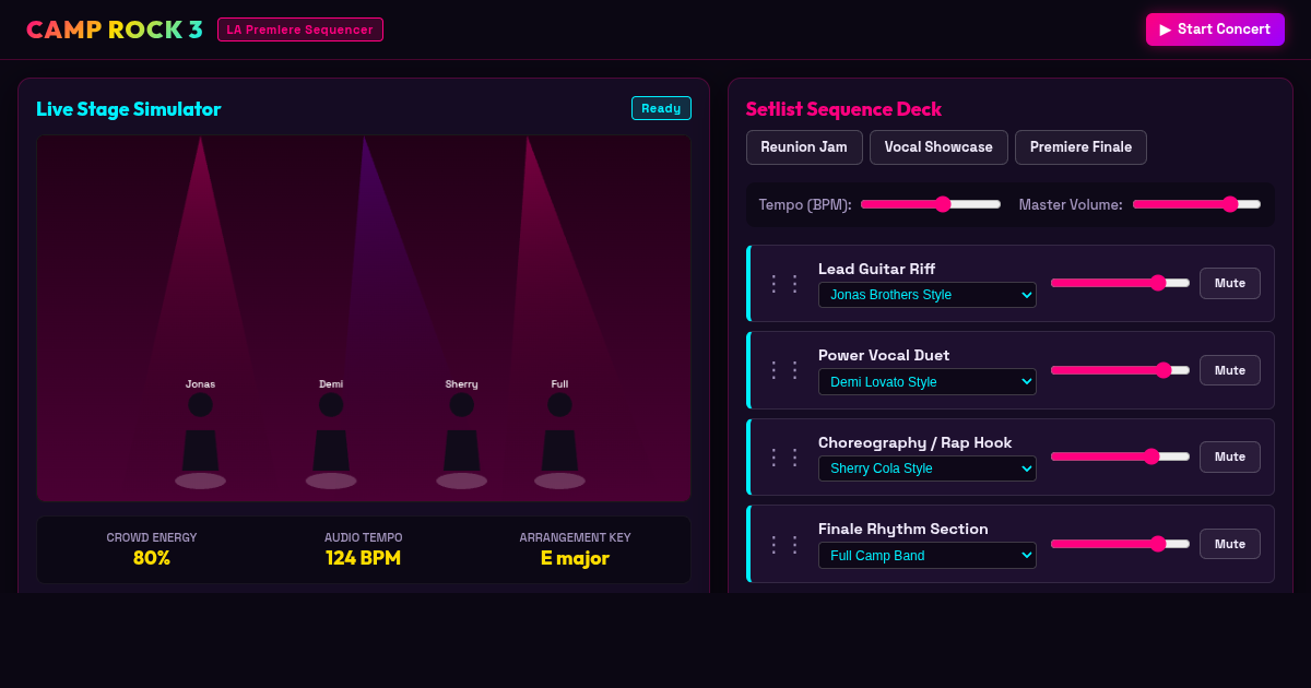 Camp Rock 3 Ensemble Setlist Sequencer preview