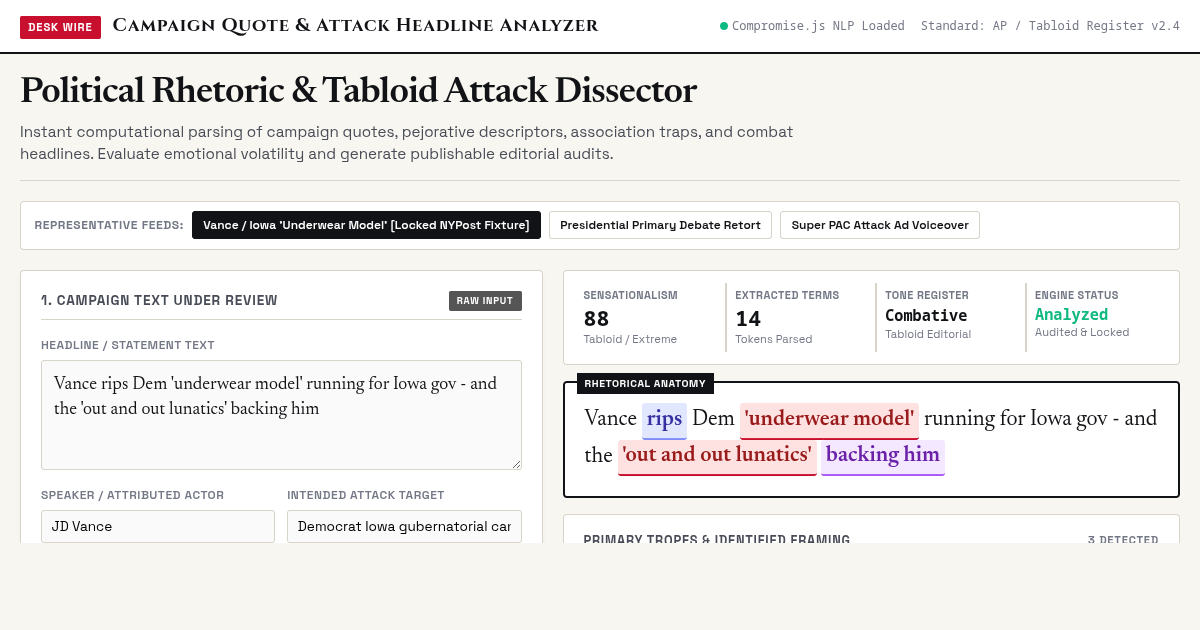 Campaign Quote & Attack Headline Analyzer preview