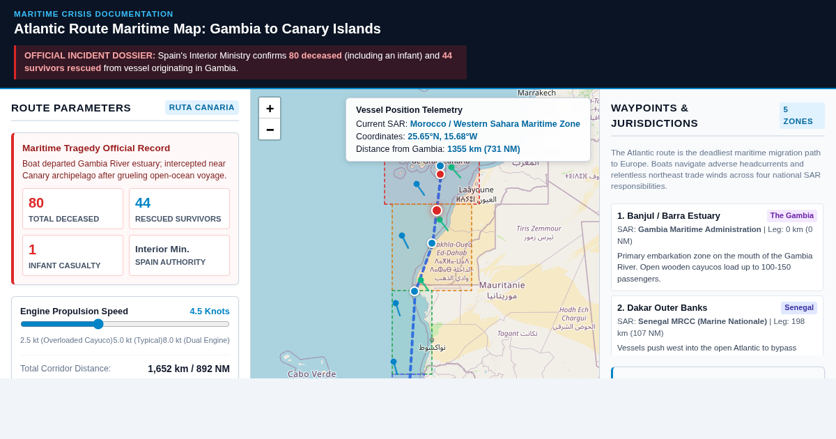 Atlantic Route Maritime Map: Gambia to Canary Islands preview