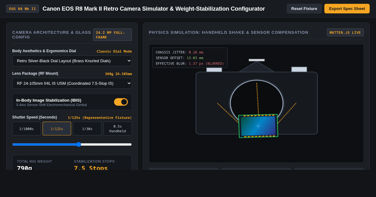 Canon EOS R8 Mark II Configurator & IBIS Stabilization Lab preview