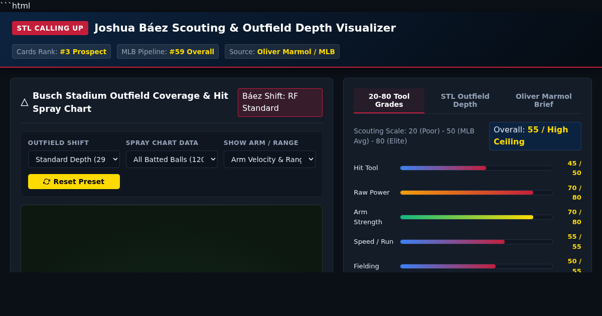 Joshua Báez Scouting & Outfield Depth Visualizer | St. Louis Cardinals Prospect Analysis preview