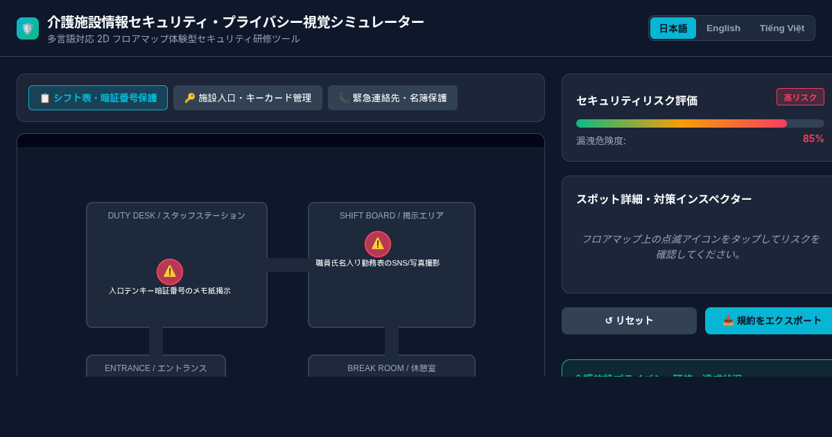Care Facility Security & Privacy Visual Simulator | 介護施設情報セキュリティ・プライバシー学習 preview